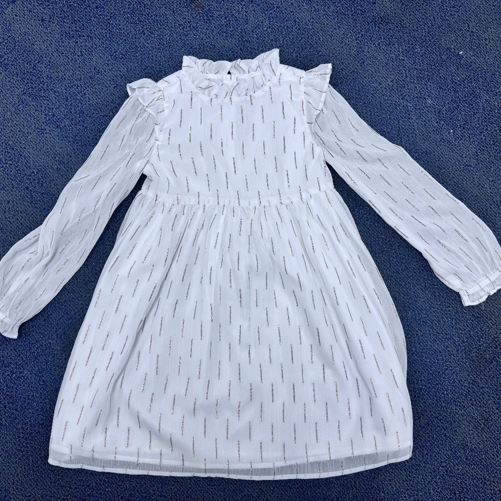 Janie and Jack White and Gold Dress Size 8 LIKE NEW